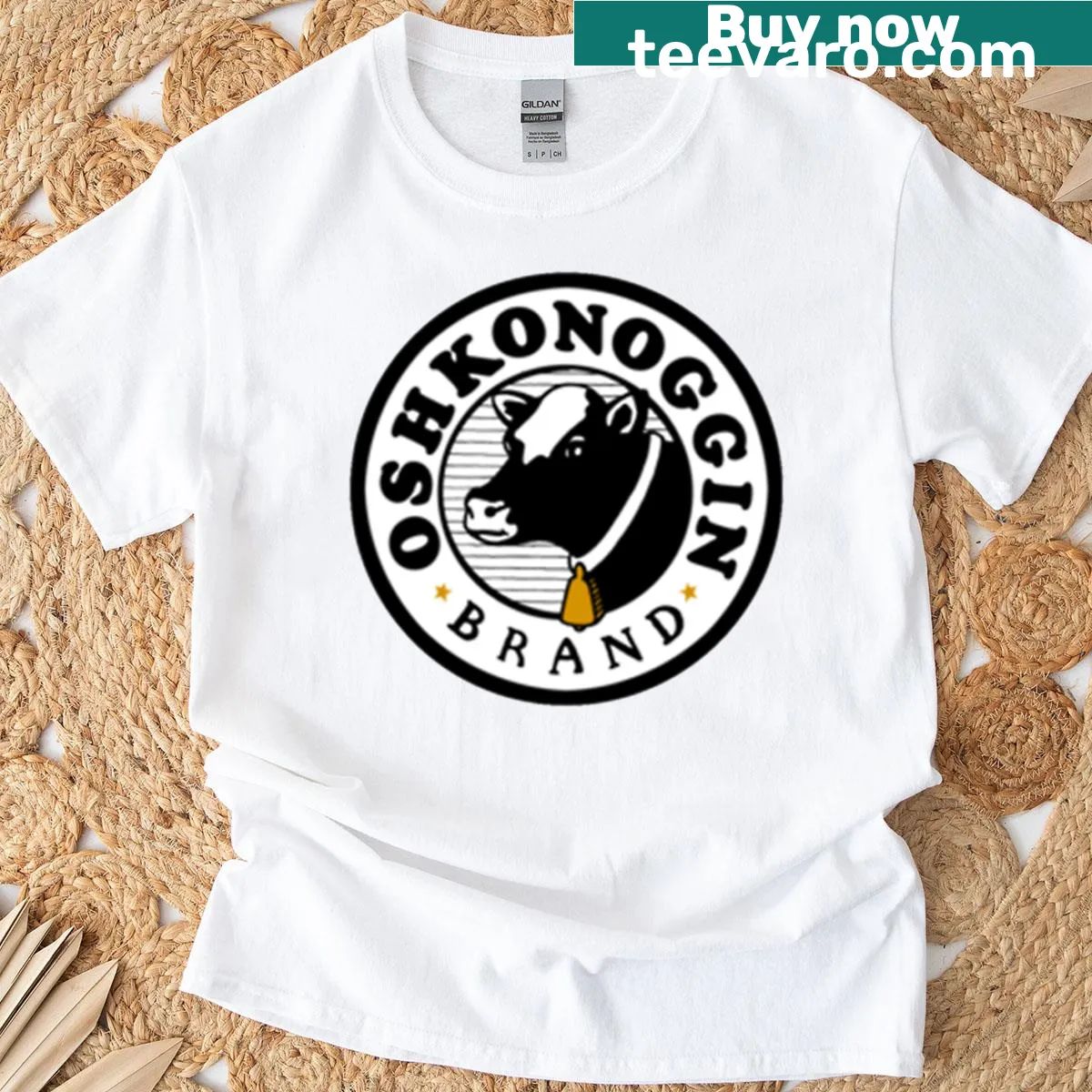Minimalist T-shirt featuring the Oshkonoggin Brand logo — on a men's t-shirt