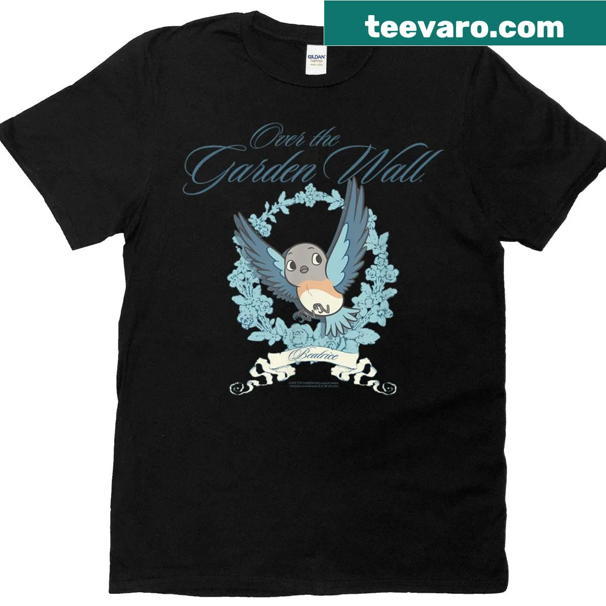 Cute cartoon T-shirt featuring Beatrice the Bluebird from Over The Garden Wall — on a men's t-shirt