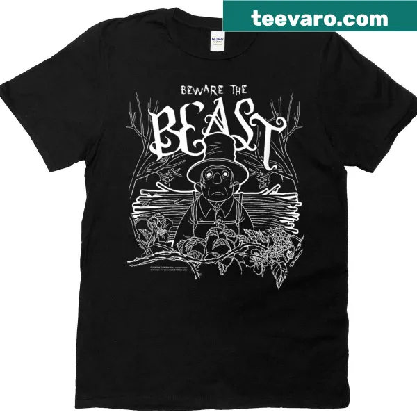 Illustration of the Beware The Beast character from Over The Garden Wall on a t-shirt.