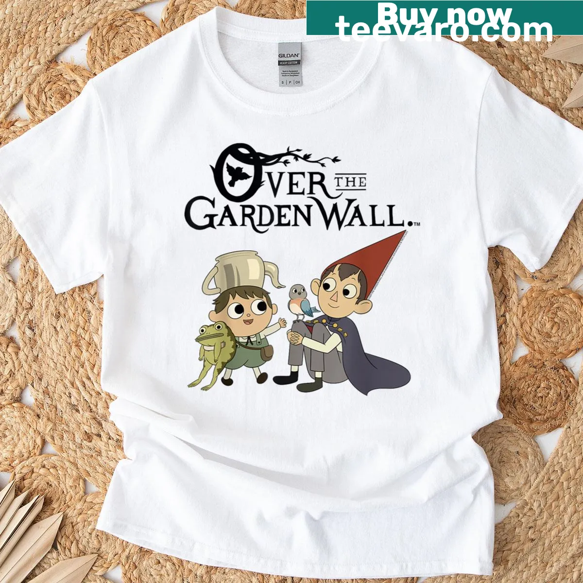 Cartoon Over the Garden Wall character t-shirt with logo — on a men's t-shirt