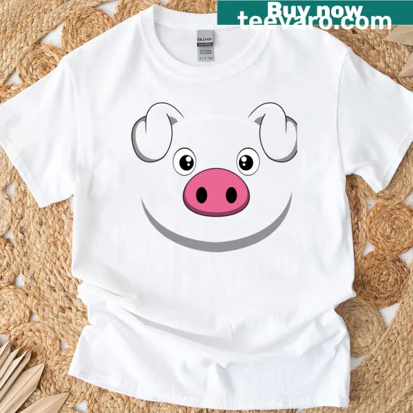Humorous pig face graphic T-shirt for animal lovers