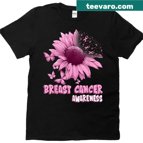 Sunflower and pink ribbon graphic for Breast Cancer Awareness