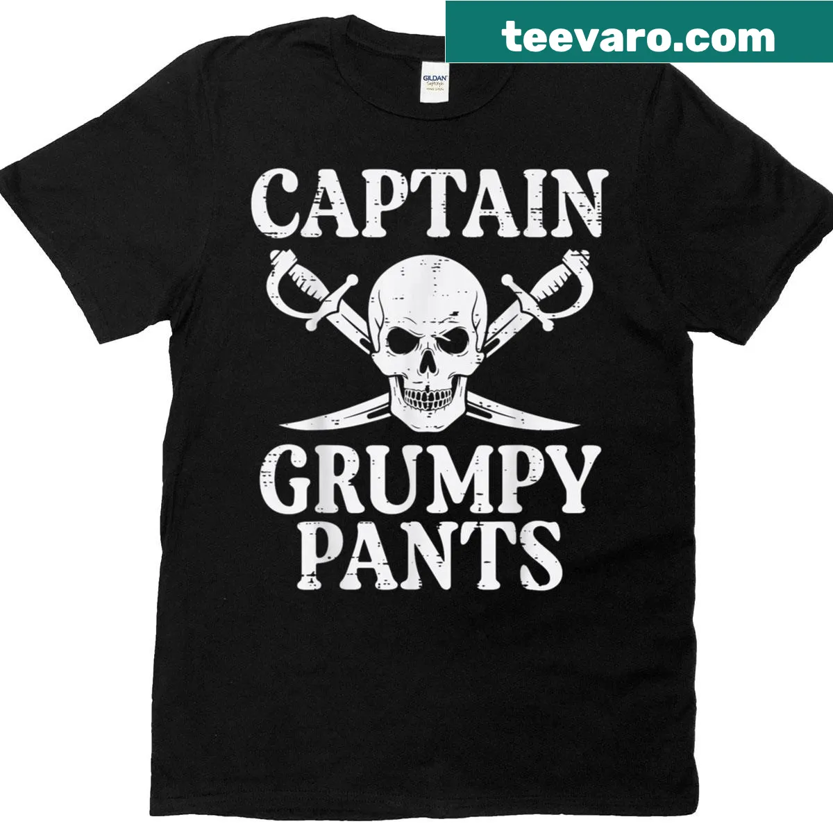 Funny t-shirt with the phrase Pirate Captain Grumpy Pants. — on a men's t-shirt