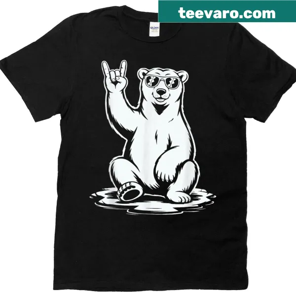Illustrated T-shirt featuring a punk rock polar bear design