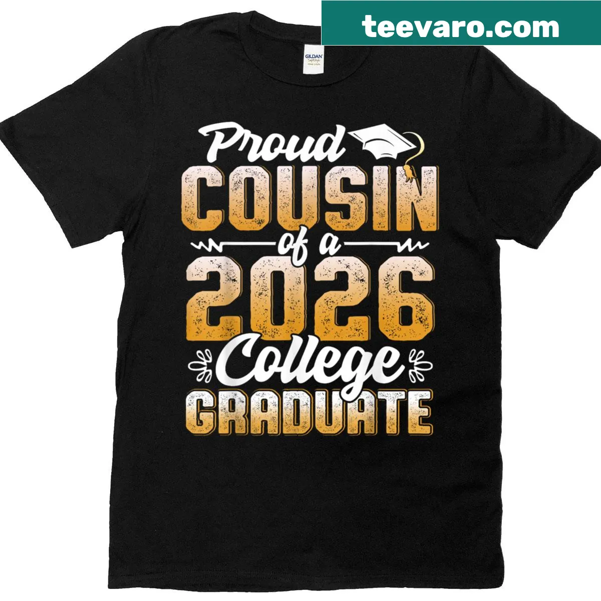 Proud Cousin of 2026 College Graduate T-shirt with bold typography — on a men's t-shirt