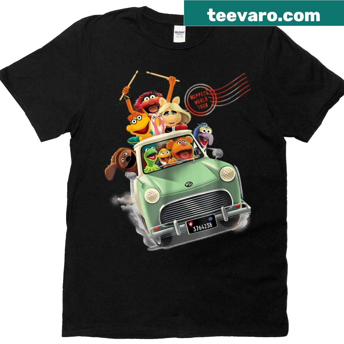 Vintage puppet theater cartoon comedy graphic t-shirt — on a men's t-shirt