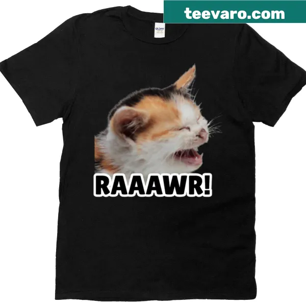 Oversized t-shirt with a cute kitten graphic and playful text