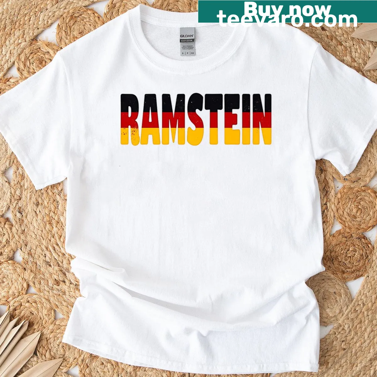Stylish t-shirt honoring Ramstein Air Base with text design — on a men's t-shirt