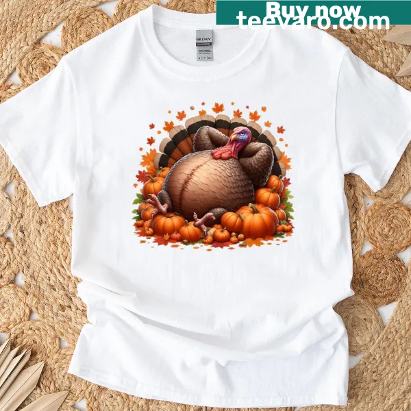 Relaxed t-shirt featuring a whimsical illustration of a lounging turkey