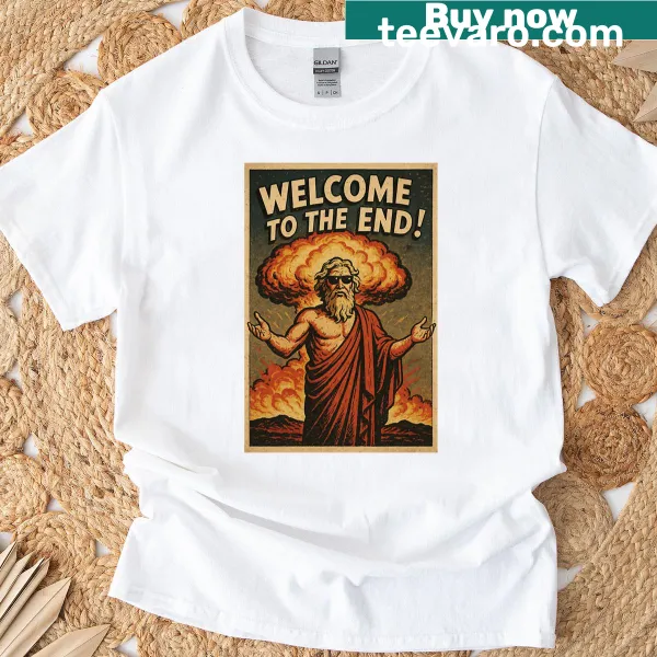 Oversized T-shirt with a retro comic-style apocalypse graphic
