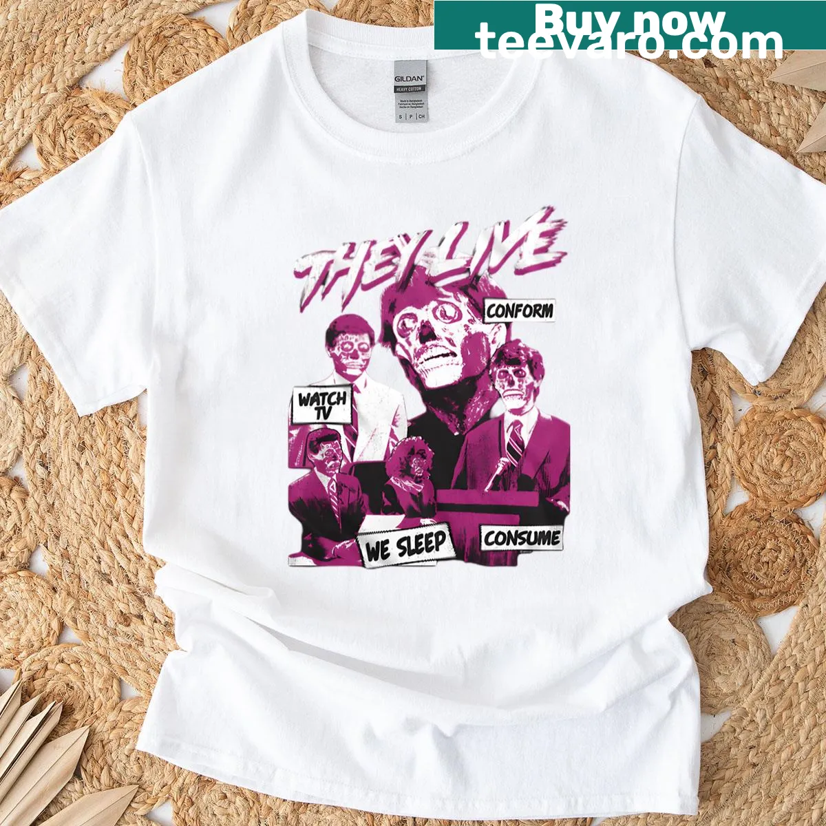 Retro horror movie ghost monster graphic on vintage t-shirt — on a men's t-shirt