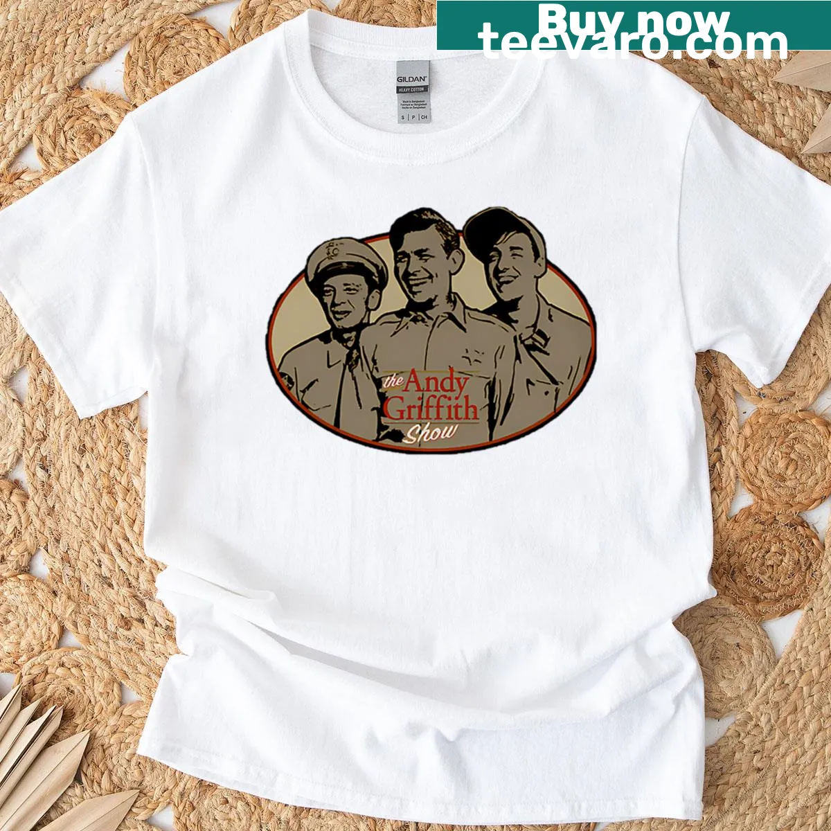 Vintage 60s town charm t-shirt with retro movie graphics — on a men's t-shirt