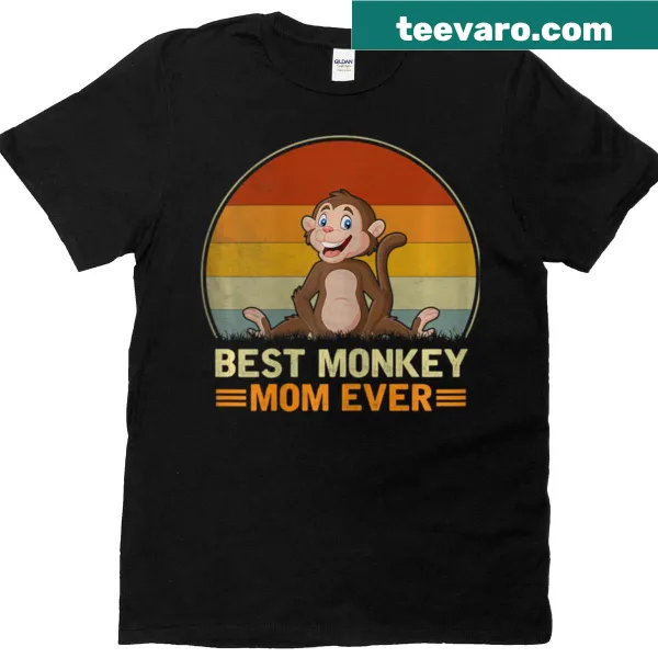 Funny retro shirt saying 'Best Monkey Mom Ever' for playful moms