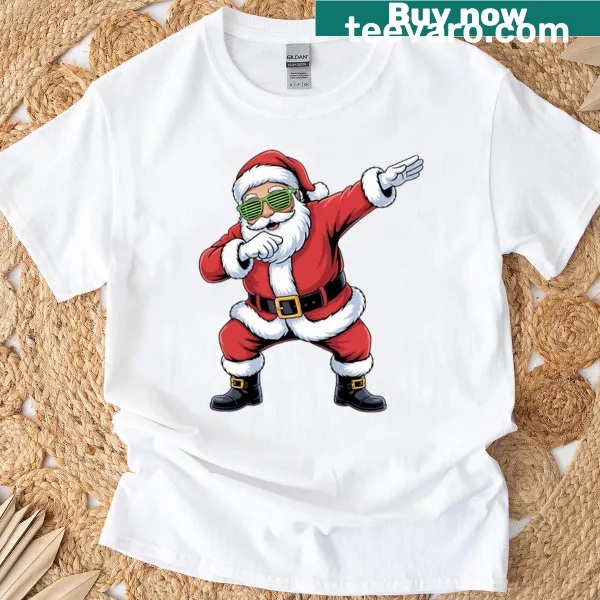 Funny Santa Dab Dance T-shirt with cartoon graphic