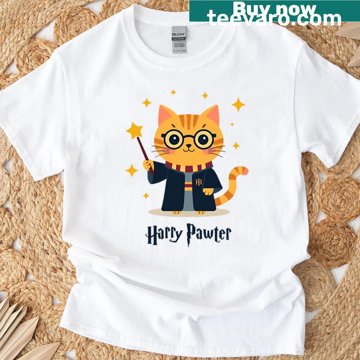 Funny cat parody graphic with a playful phrase on t-shirt — on a men's t-shirt
