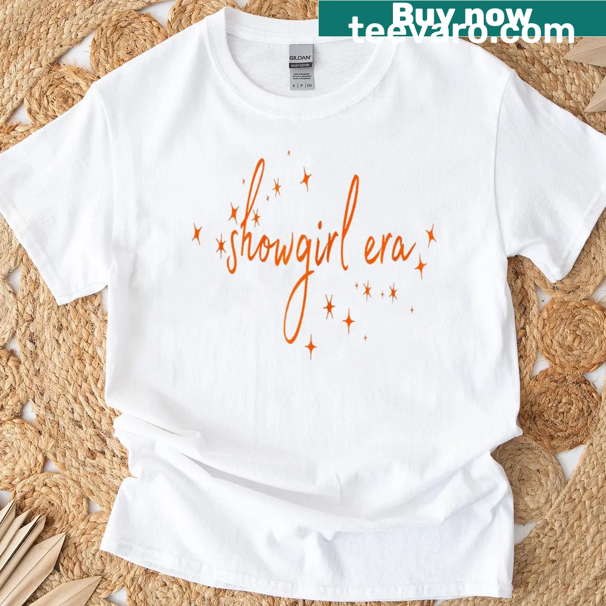 Showgirl-themed T-shirt with cute graphic design — on a men's t-shirt