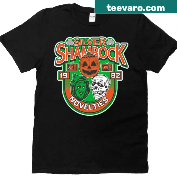 T-shirt featuring the Silver Shamrock logo from Halloween III