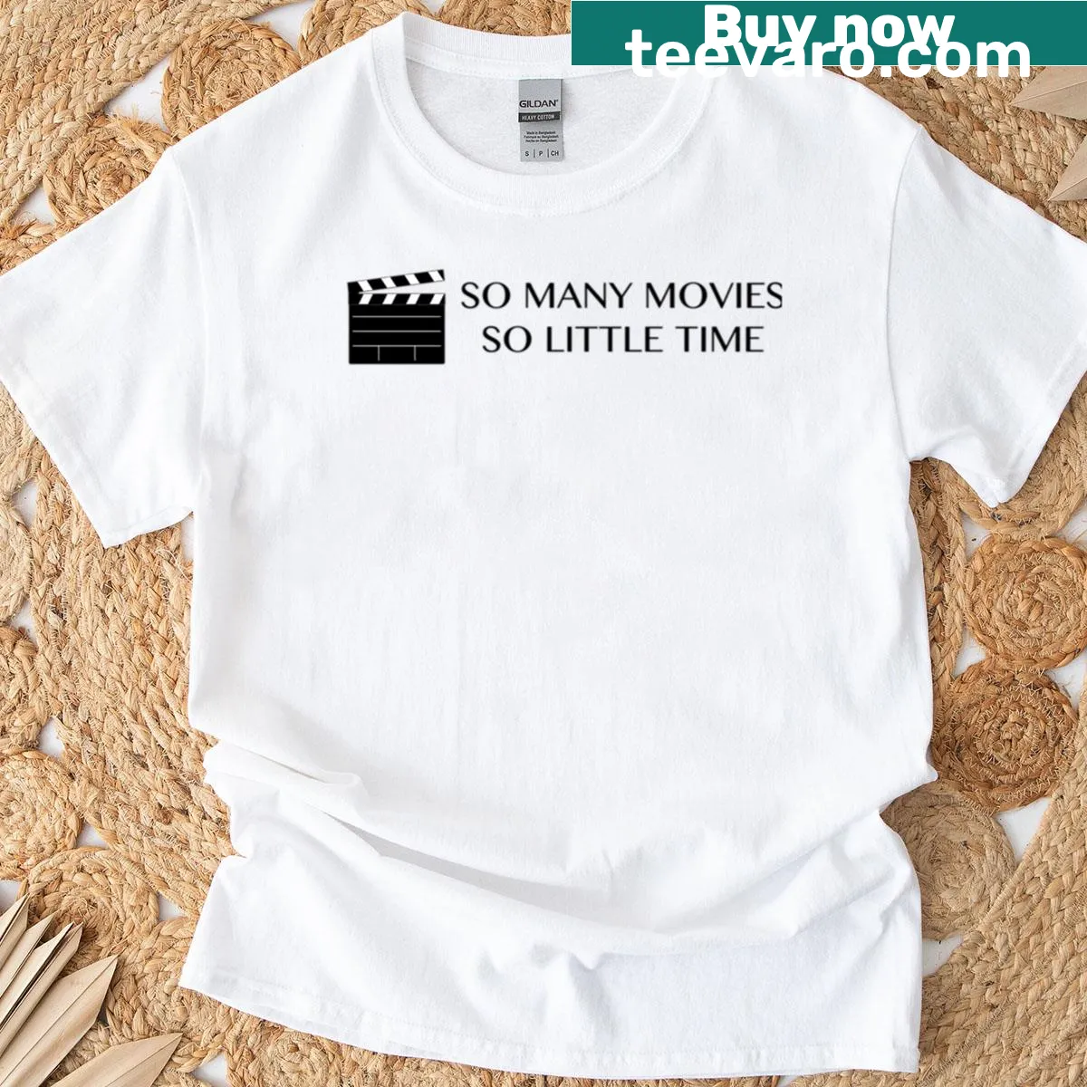 T-shirt featuring the phrase 'So Many Movies' in a fun typographic style — on a men's t-shirt