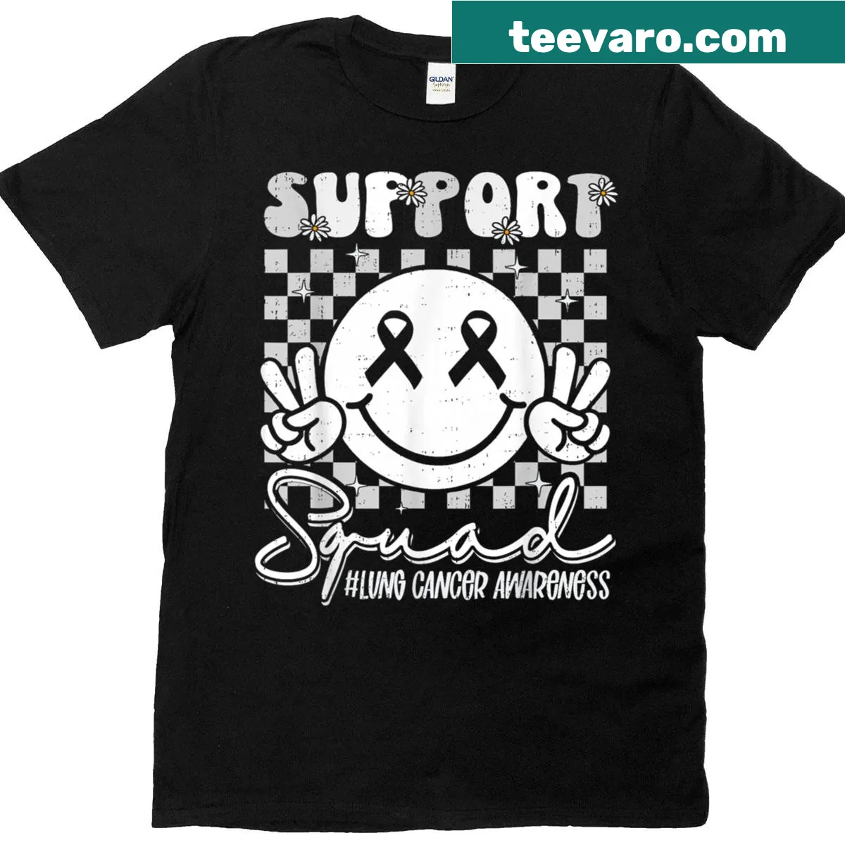 Kids t-shirt with white ribbon illustration for lung cancer awareness — on a men's t-shirt