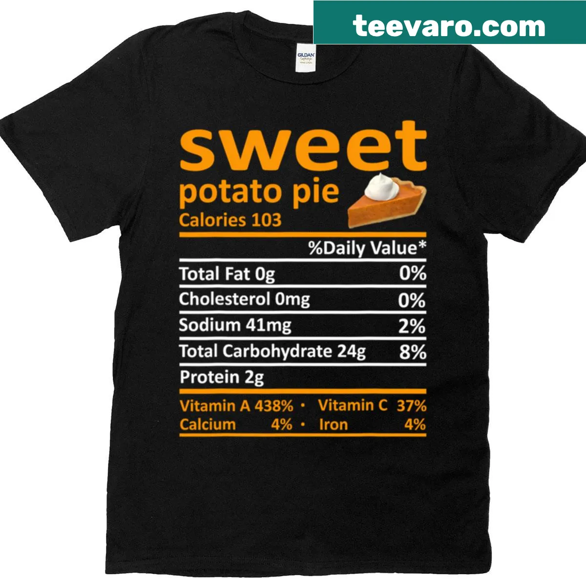 Thanksgiving T-shirt featuring a funny illustration of sweet potato pie — on a men's t-shirt