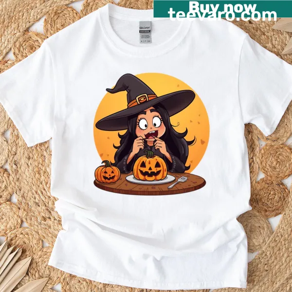 Oversized T-shirt featuring a whimsical witch graphic