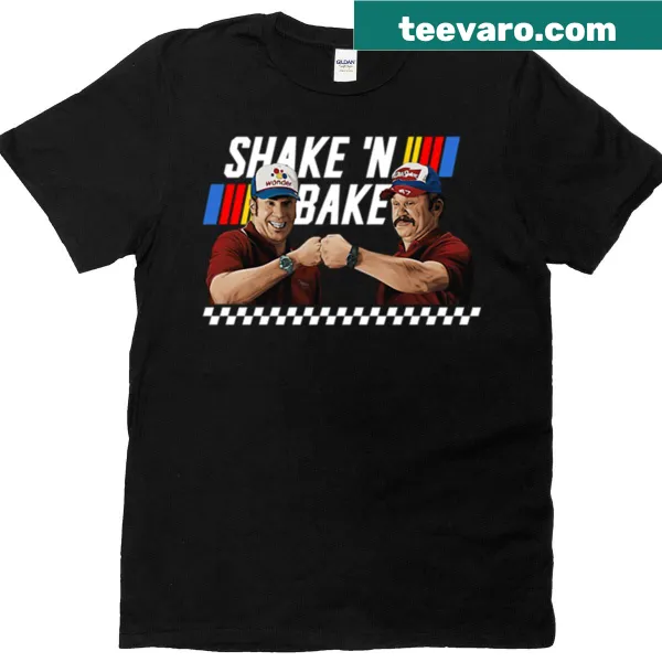 Playful T-shirt featuring Shake N Bake racing quote