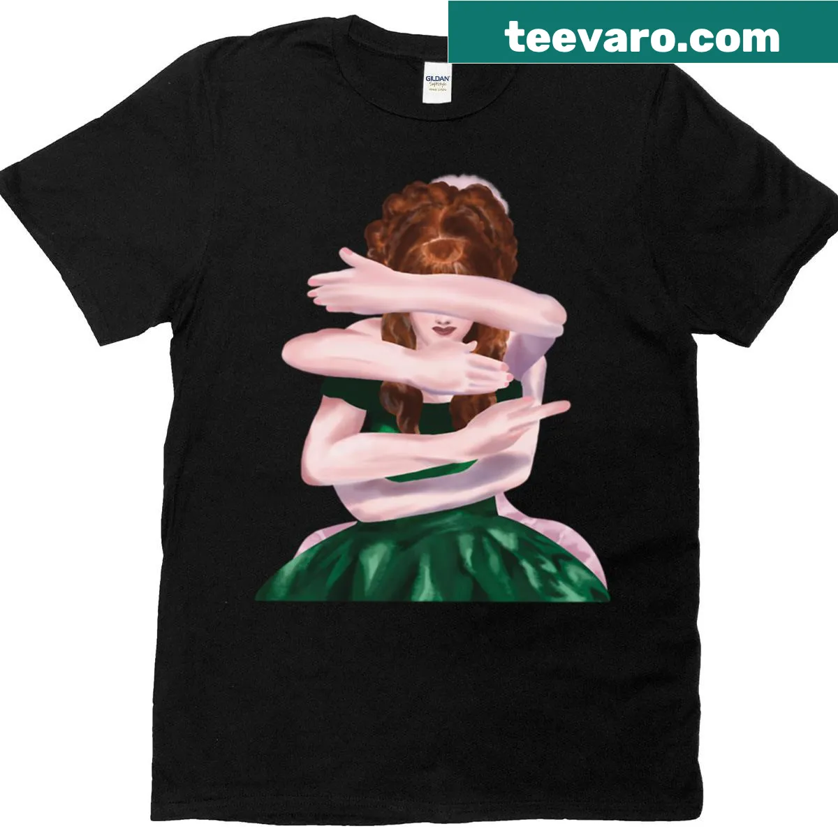 Edgy T-shirt featuring dancing undead characters in a whimsical design — on a men's t-shirt