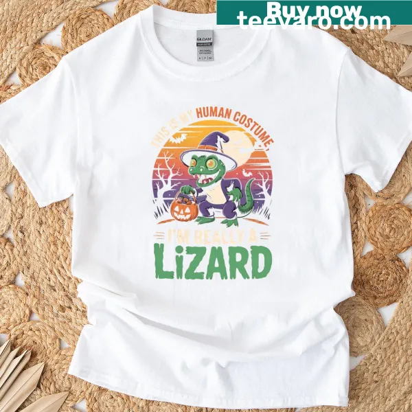 Funny Halloween lizard graphic on T-shirt