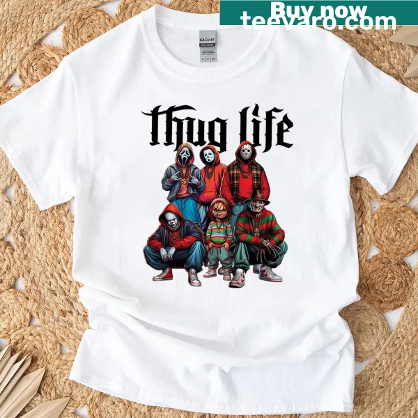 Cartoon horror-themed t-shirt with 'Thug Life' graphic
