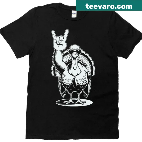 Cartoon turkey in punk rock style for music enthusiasts