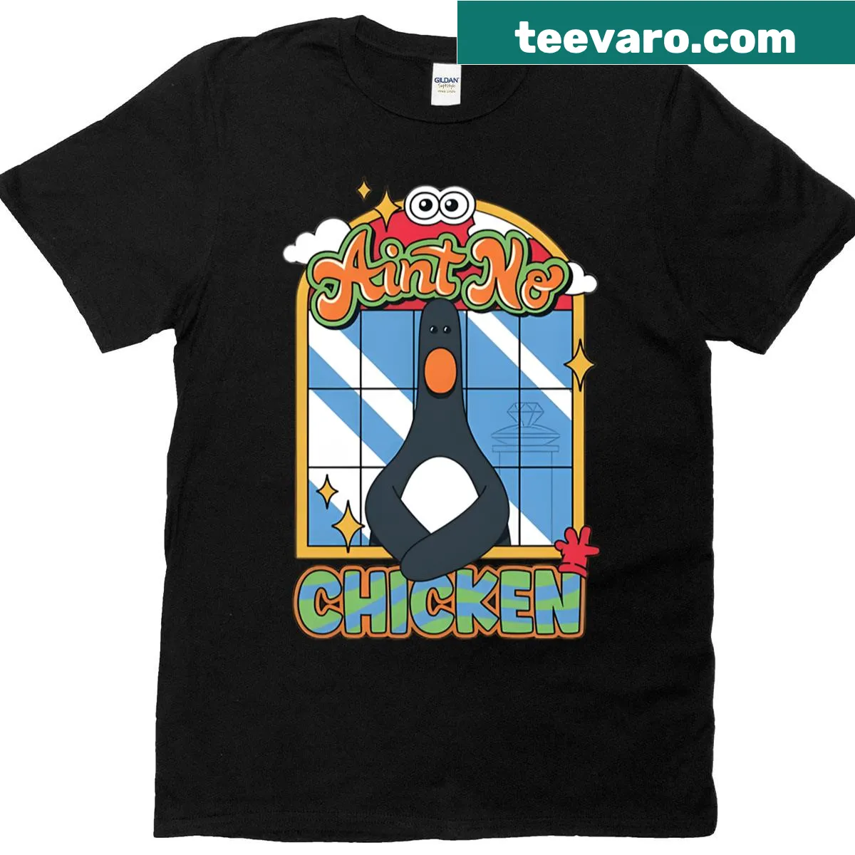 Funny retro cartoon character t-shirt from 90s — on a men's t-shirt