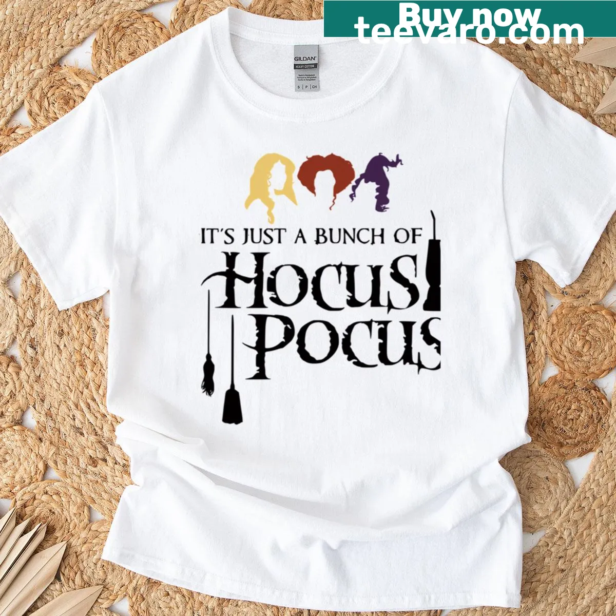 Nostalgic t-shirt featuring humorous witches and retro magic theme — on a men's t-shirt
