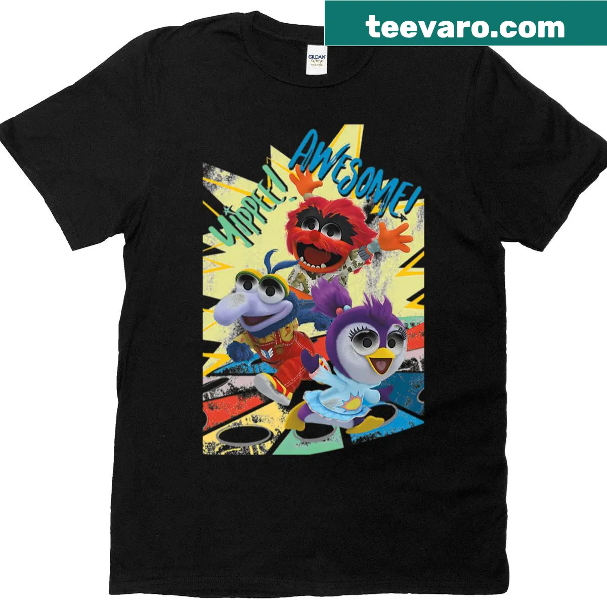 Vintage-style graphic celebrating puppet theater on T-shirt — on a men's t-shirt
