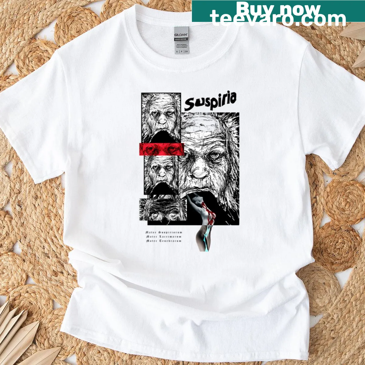 Vintage retro horror movie t-shirt with classic 70s style graphics — on a men's t-shirt