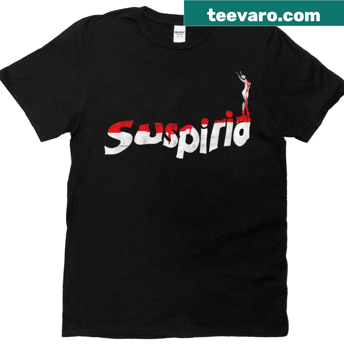 Vintage horror movie-themed T-shirt with retro graphics. — on a men's t-shirt