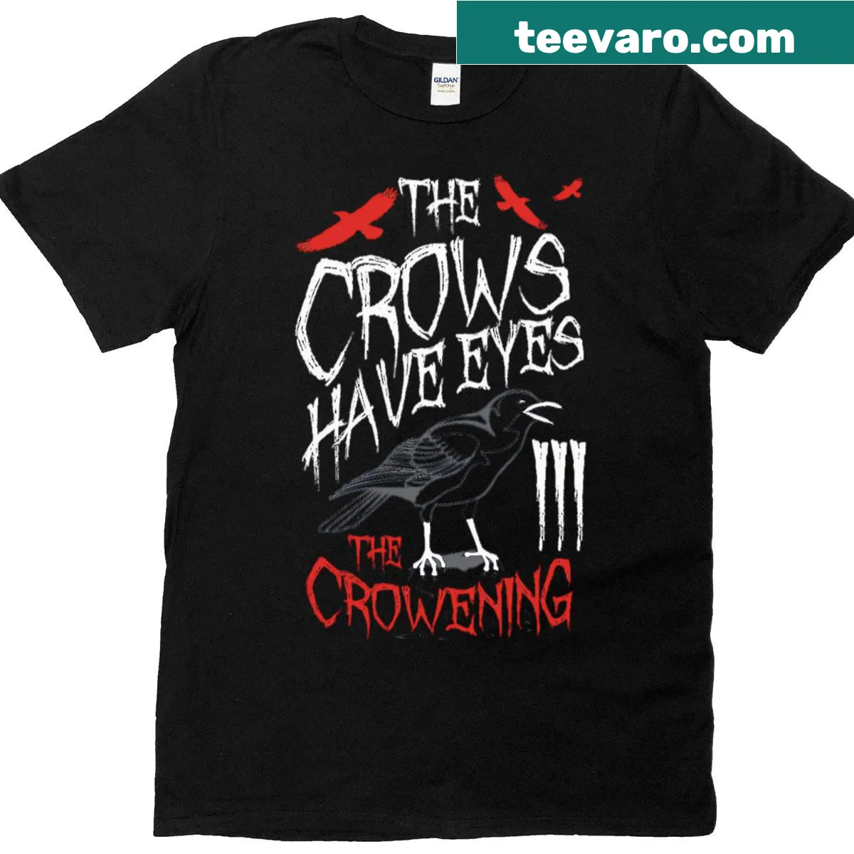 Vintage-style t-shirt with gothic and horror-themed graphics for movie lovers. — on a men's t-shirt