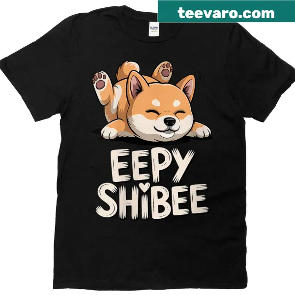 Funny t-shirt featuring a sleepy Shiba Inu meme design