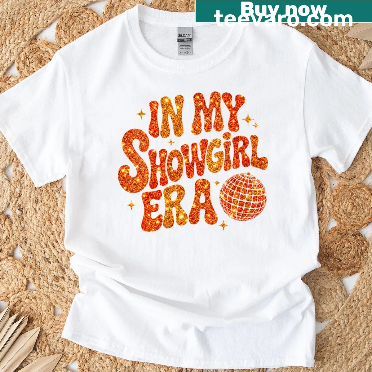 Graphic tee celebrating showgirl era with playful typography — on a men's t-shirt