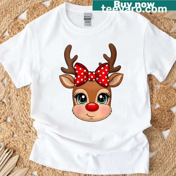 Cute reindeer design on a kids' Christmas t-shirt