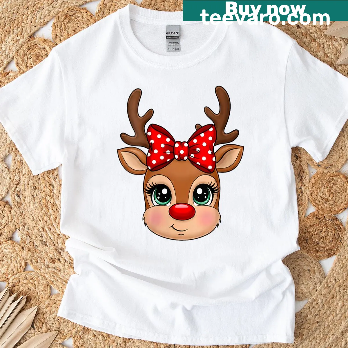 Cute reindeer design on a kids' Christmas t-shirt — on a men's t-shirt