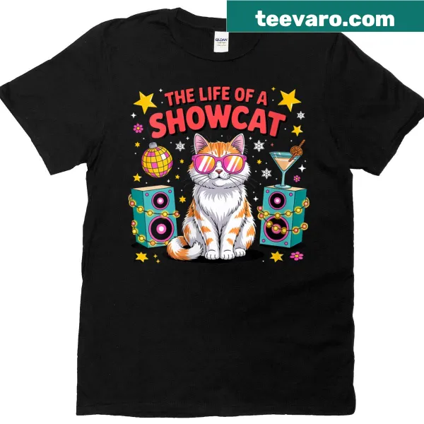 Retro T-shirt featuring an orange tabby cat with a party theme for cat lovers.