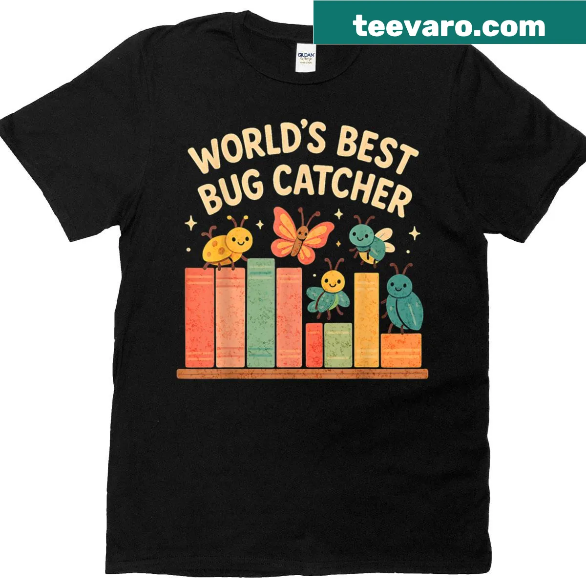 Cute insect design celebrating bug catching for kids — on a men's t-shirt