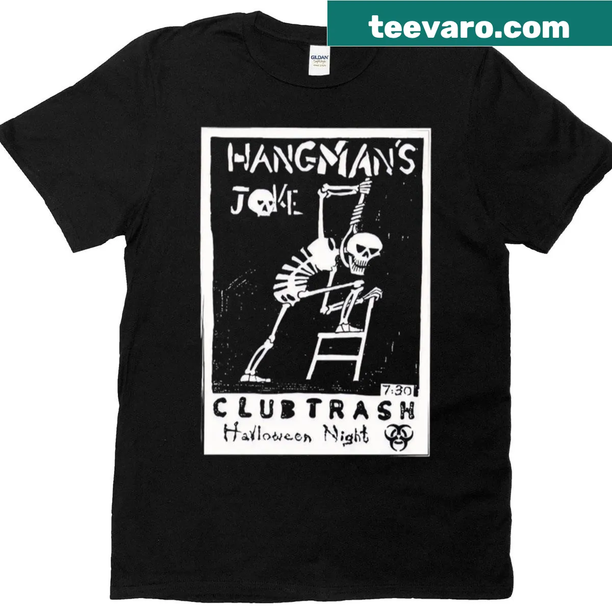 Vintage-inspired horror movie t-shirt with funny text design — on a men's t-shirt