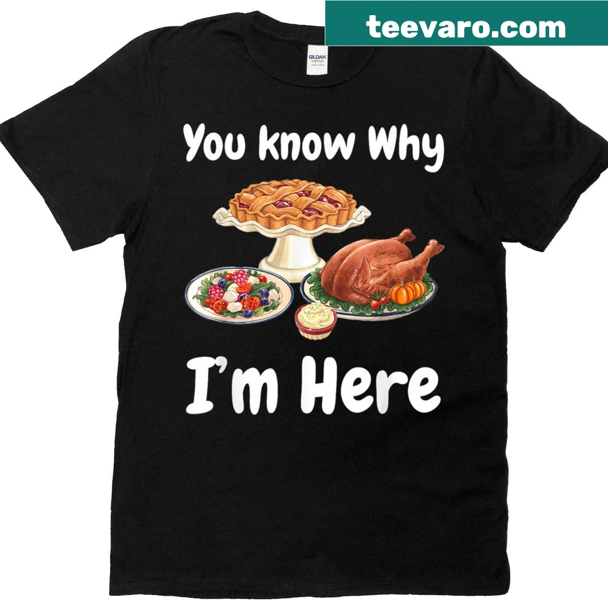 Thanksgiving shirt with humorous quote about feasting — on a men's t-shirt