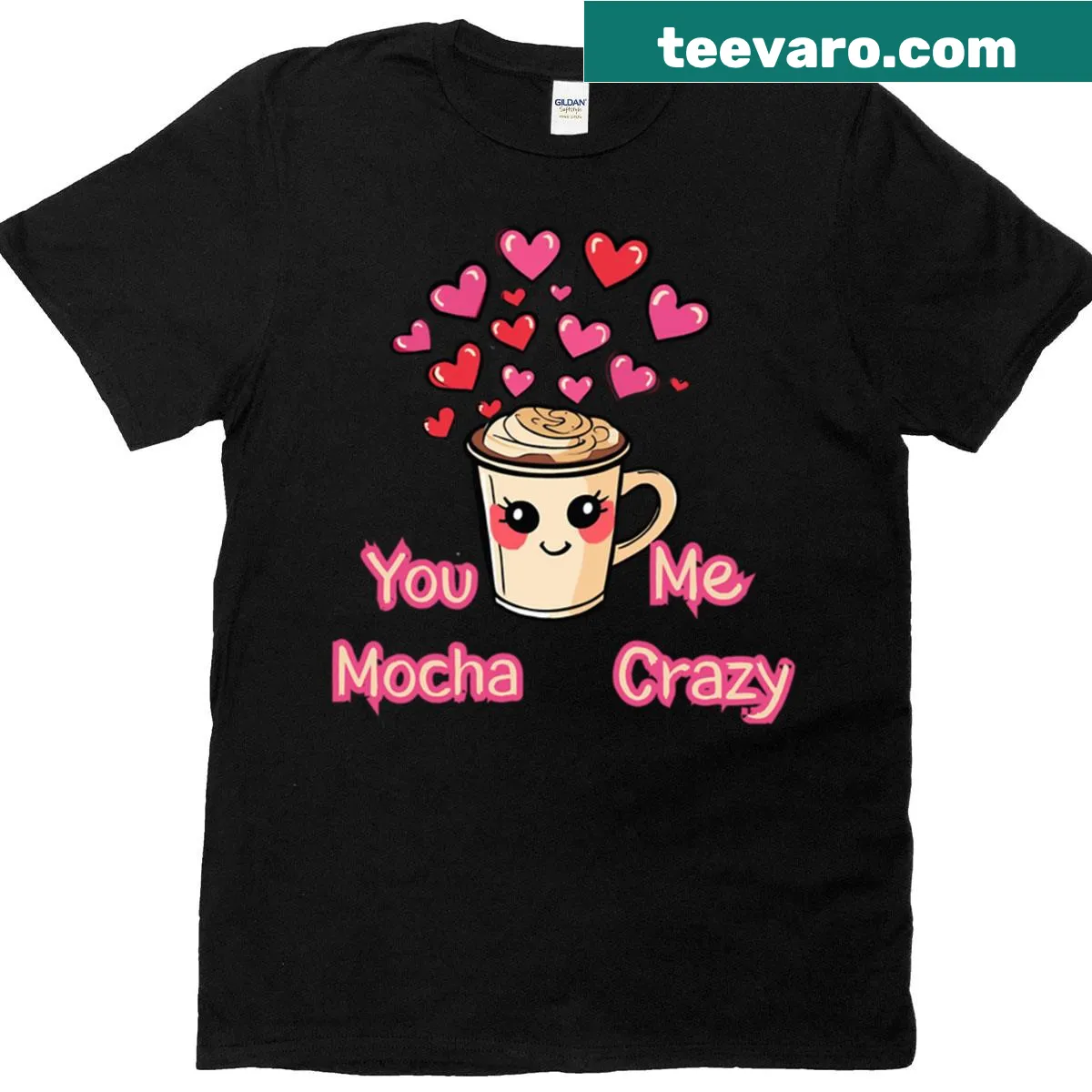 Funny oversized t-shirt with coffee-themed Valentine design — on a men's t-shirt