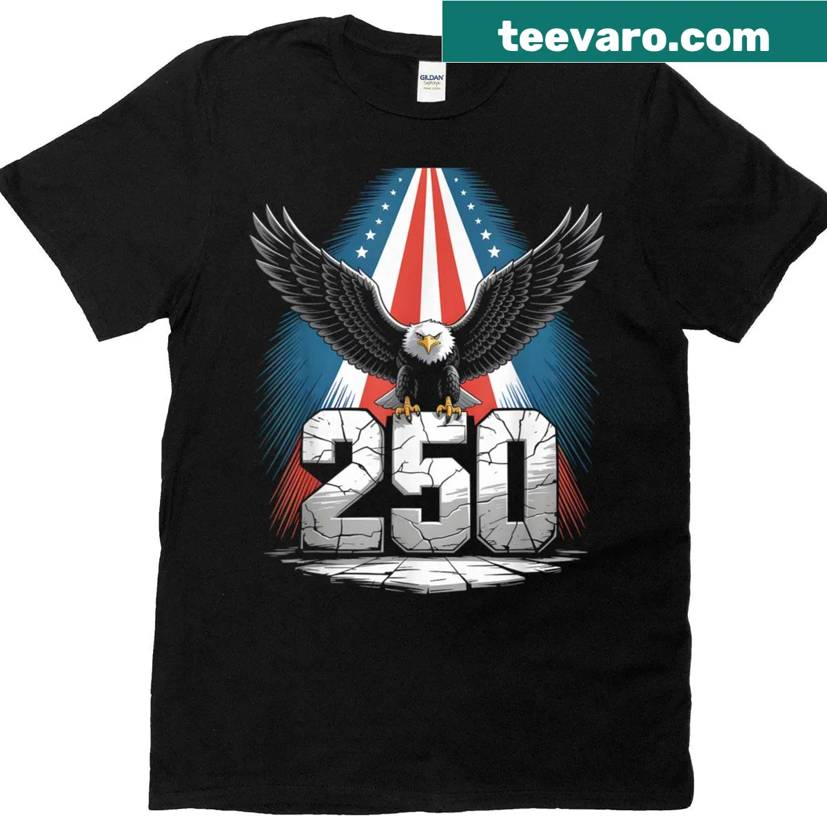 Patriotic T-shirt with 1776-2026 design — on a men's t-shirt
