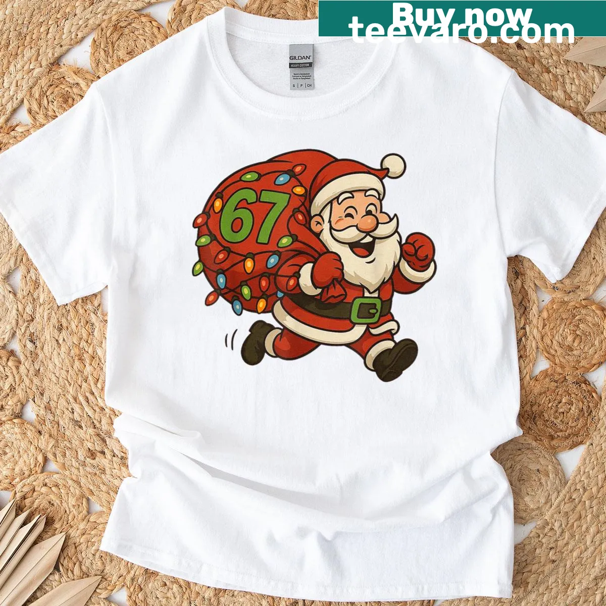 Funny Christmas T-shirt with meme Santa Claus design. — on a men's t-shirt