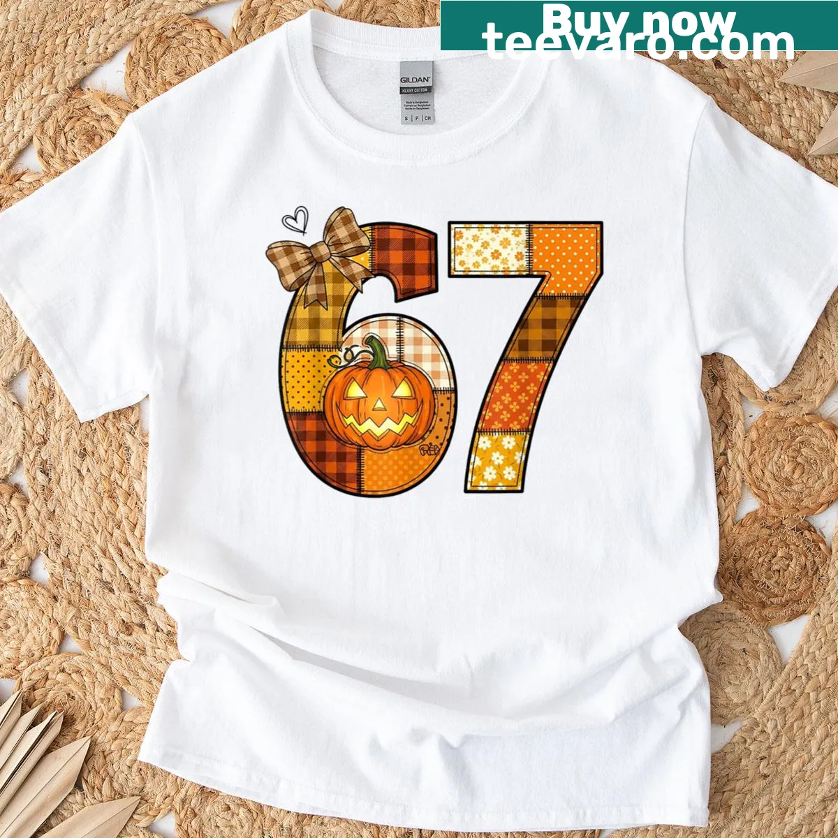 Funny kids T-shirt with 67 Halloween and Brainrot design — on a men's t-shirt