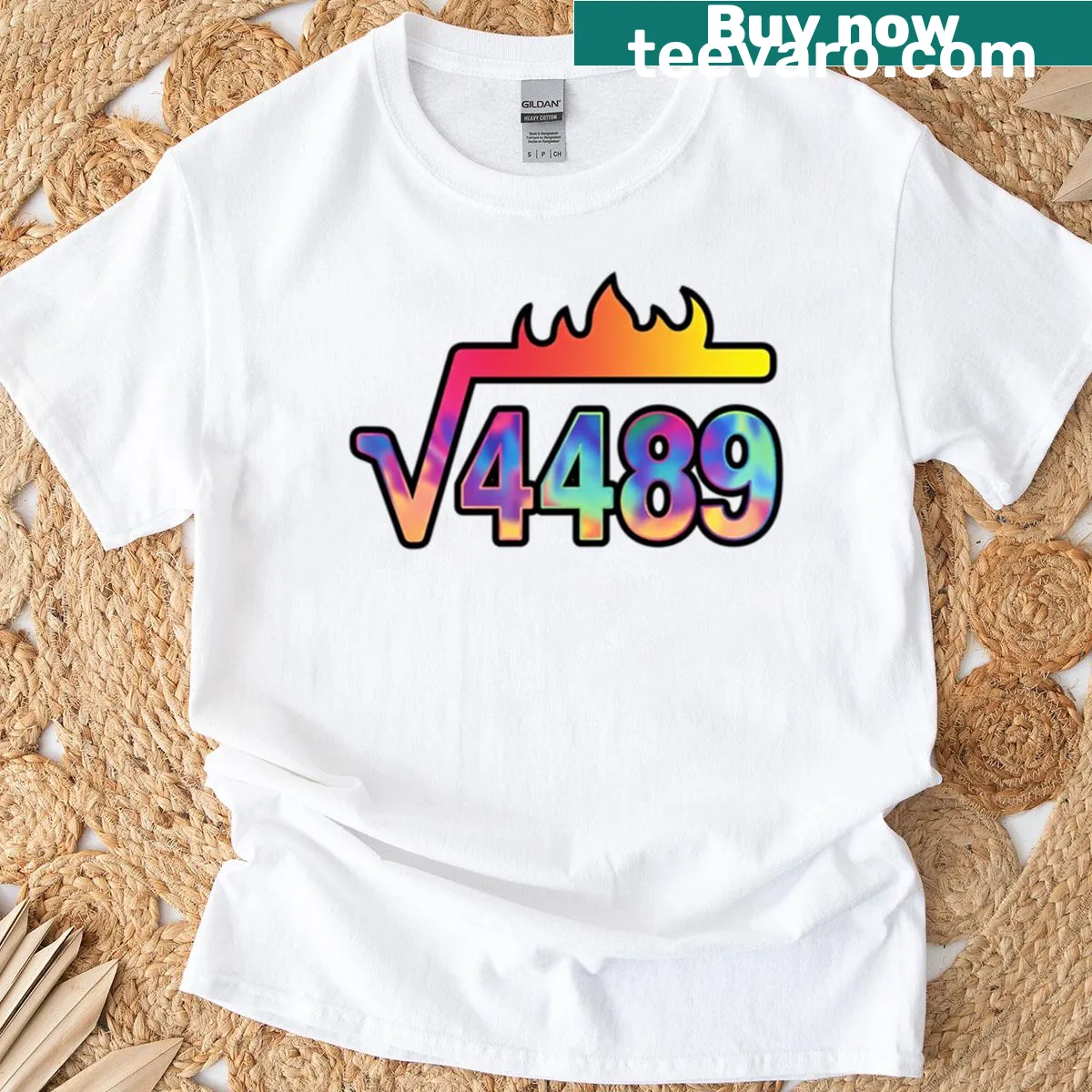 Funny math teacher t-shirt featuring 'Square Root 4489' and ice cream design — on a men's t-shirt