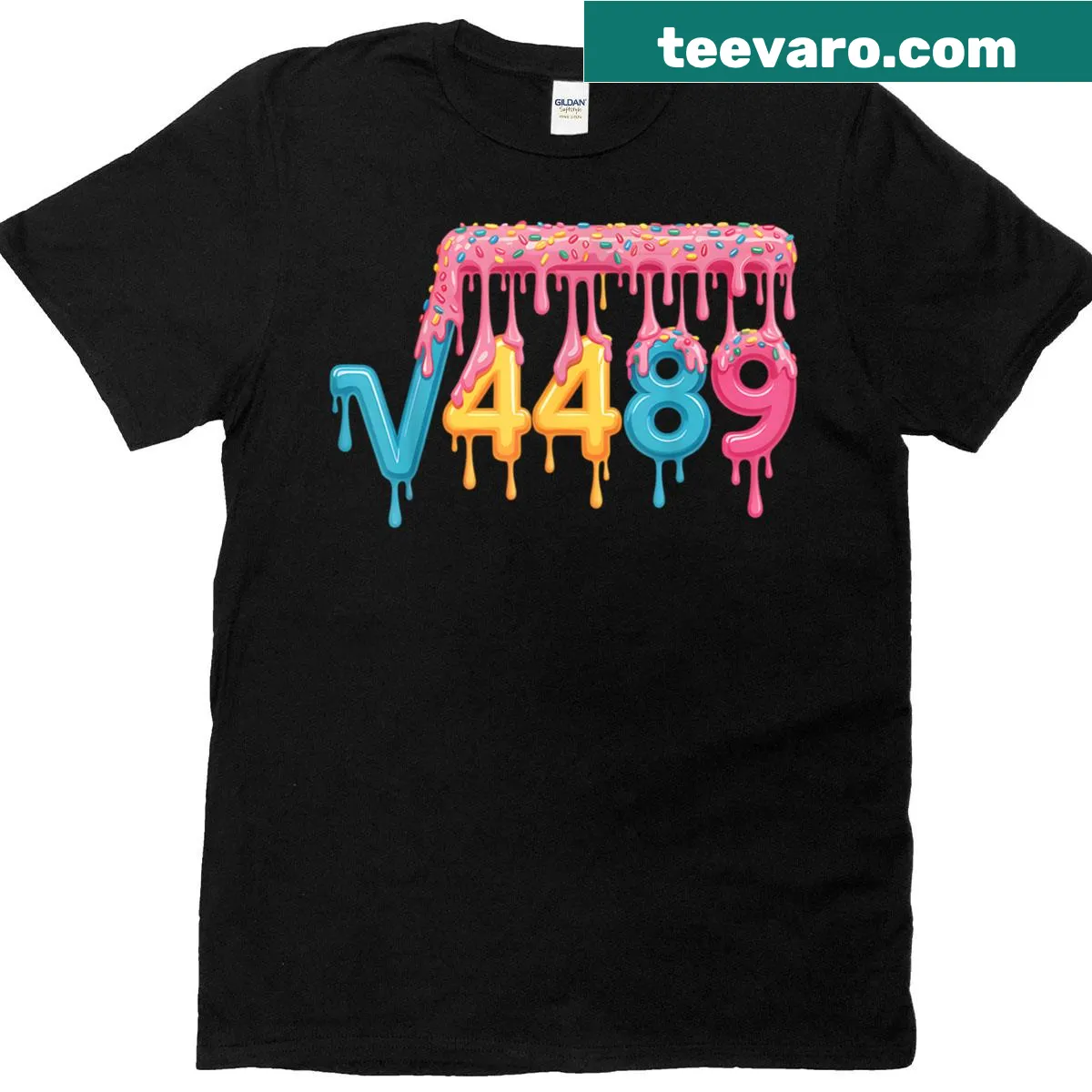 Funny math t-shirt with ice cream drip and square root design — on a men's t-shirt